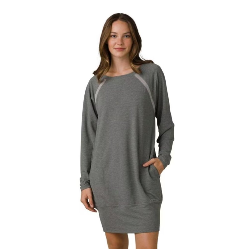 Prana Gray Long Sleeve Rosie Relaxed Sweatshirtโ Dress Lounge Granola Cozy Gorp